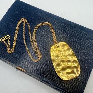 Hammered textured brass shield pendant necklace ROOST brand modern design new